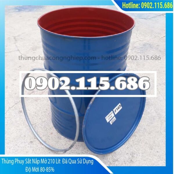 Thùng phuy sắt 220 lít nắp mở cũ